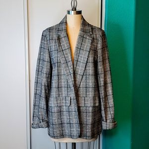 FOREVER 21 - Business Casual Plaid Double Breasted Boyfriend Blazer (Large)